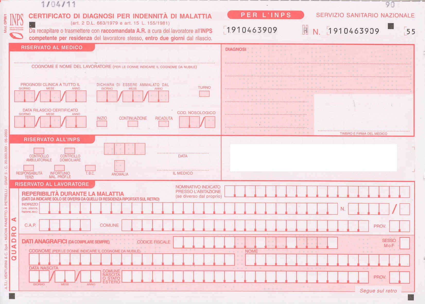 Certificato malattia cartaceo invio inps